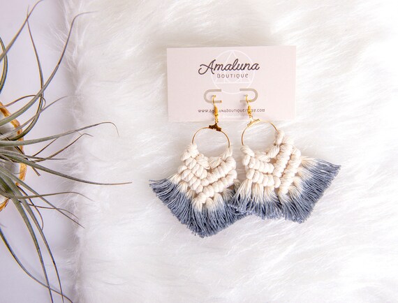 Wood Earrings Boho Macrame Earrings Macrame Earrings