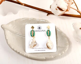 Gold plated shell earrings, Minimalist gold plated jewelry