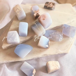 Rare Turkish Blue Chalcedony AAA High Grade/Tumbled Polished/Blue Lace Agate Family/Blue Chalcedony/Third Eye Chakra Throat Chakra Crystal