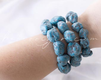 Spiritual Expansion, Genuine Natural Blue Turquoise Bracelet, Intuitively Chosen For You, Vegan Ethical Shop, Raw Turquoise Nugget Pebble