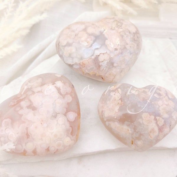 Flower Agate Heart Palm Stone/ Natural Polished Genuine Authentic Crystal Stones and Gemstones/Ethical Vegan Shop/Flower Stone