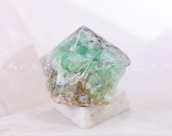 Mental Enhancement Fluorite 1/2 Polished Raw Rough, Unique Specimen, Ethical Vegan Shop, Natural Genuine Crystals, Cleansed & Charged