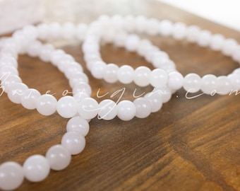 8MM Stabilizing, Grounding & Strengthening White Agate Beaded Gemstone Crystal Bracelet, Intuitively Chosen, Ethical Shop, High End Crystals
