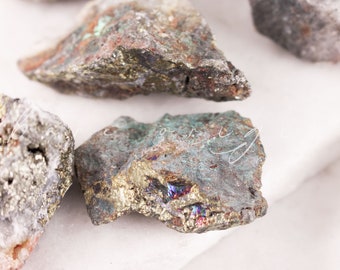 Rare Peacock Ore Chalcopyrite/Stone of the Mystic/Raw Rough Nuggets/Pyrite Copper Oxidized Natural Stone Not Treated