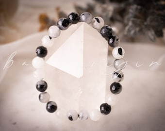 Aura Purification Tourmalinated Quartz Crystal Beaded Bracelet|AAA High Quality Grade|Ethical Vegan Shop|Black Tourmaline Quartz