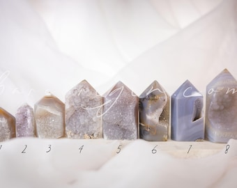 Druzy Agate Tower Point, Choose Your Crystal, Vegan Ethical Shop, High Quality High End Wholesale Crystals, Agate Druze