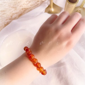 Carnelian Bead Bracelet, Carnelian Beads, Carnelian Crystal Stone Beaded Bracelet