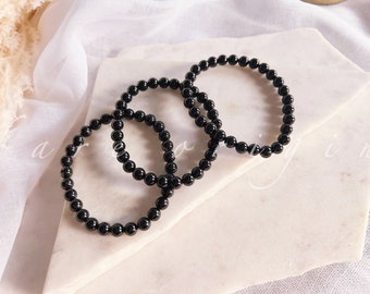 6mm Black Tourmaline Bead Bracelet: Protection Crystal Jewelry
