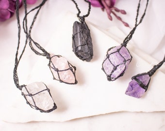 Raw Crystal Necklace: Adjustable Gemstone Car Rear View Mirror Charm