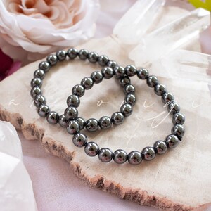 Hematite Grounding Manifestation Crystal Gemstone Bracelet|Round 8 MM Bead Bracelet|Hematite Beads|Beaded Bracelet|High Quality Grade