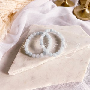 Angelite Bead Bracelet, Angelite Beads, Angelite Beaded Bracelet, Angelite Jewelry, Blue Anhydrite Bracelet