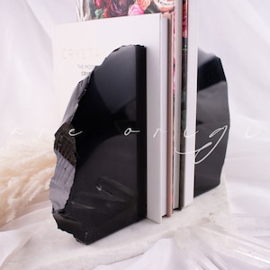 Obsidian Crystal Bookends/Black Obsidian/Boho Home Decor/Crystal Office Decor