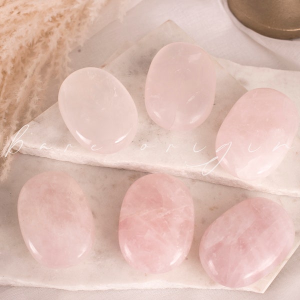 Rose Quartz Palm Stone, Heart Chakra Gift, Rose Quartz Crystal Gift, Self Love Gift, Polished Rose Quartz