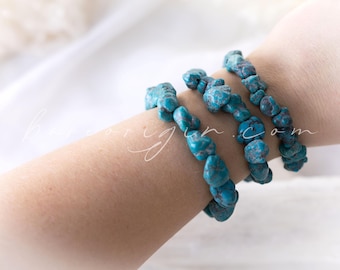 Spiritual Expansion, Genuine Natural Teal Turquoise Bracelet, Intuitively Chosen For You, Vegan Ethical Shop, Raw Turquoise Nugget Pebble