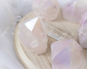 Master Cleanser Peace Love|Angel Aura Quartz & Rose Quartz 1/2 Polished Point|AAA High Quality Grade|Ethical Vegan Shop|Handpicked