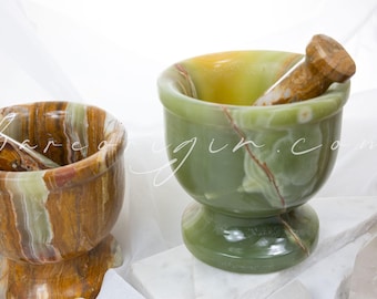 Willpower & Renewal, Large Green Banded Onyx Mortar and Pestle, Intuitively Chosen For You, Ethical Vegan Shop