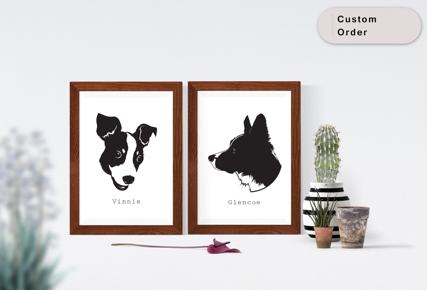 Download Custom Dog Silhouette Portrait Custom Cat Silhouette Portrait Svg File Personalized Portrait Pet Portrait Gift Digital