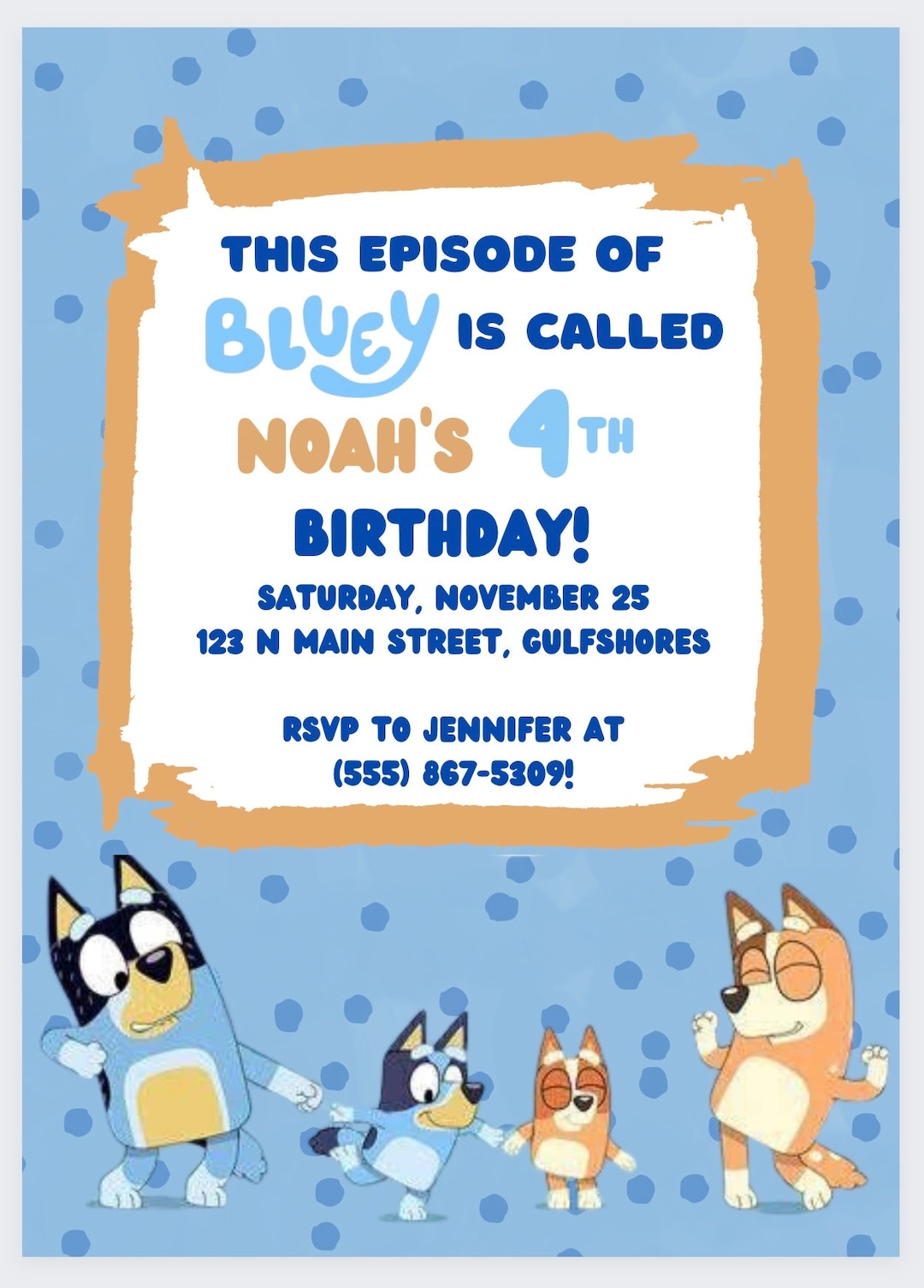 Bluey Birthday Party Invitation, Bluey Party Printable Invitation, Kids Party, Bluey & Bingo