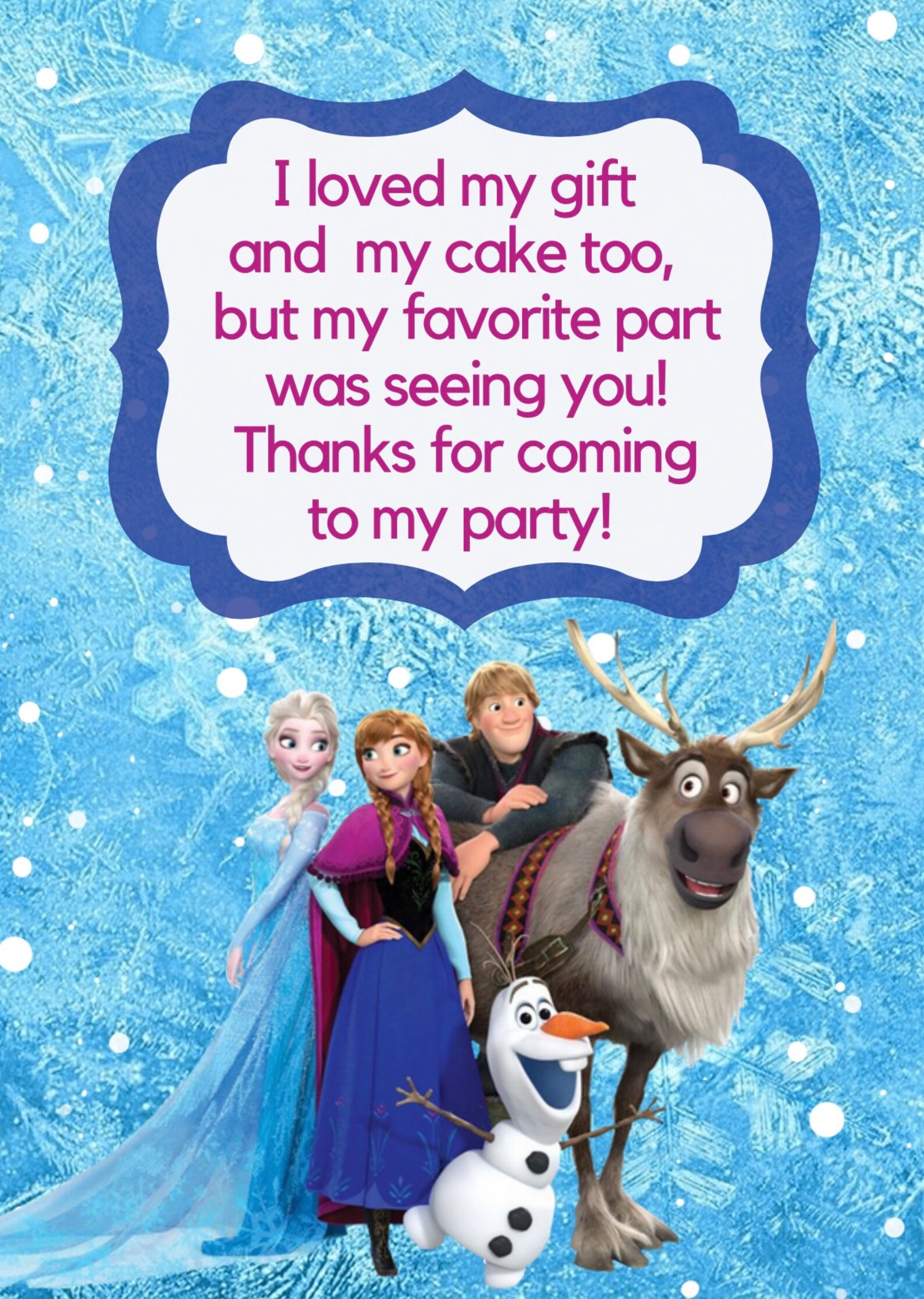 Editable Frozen Birthday Invitation and Thank You Card, Princess Elsa ...