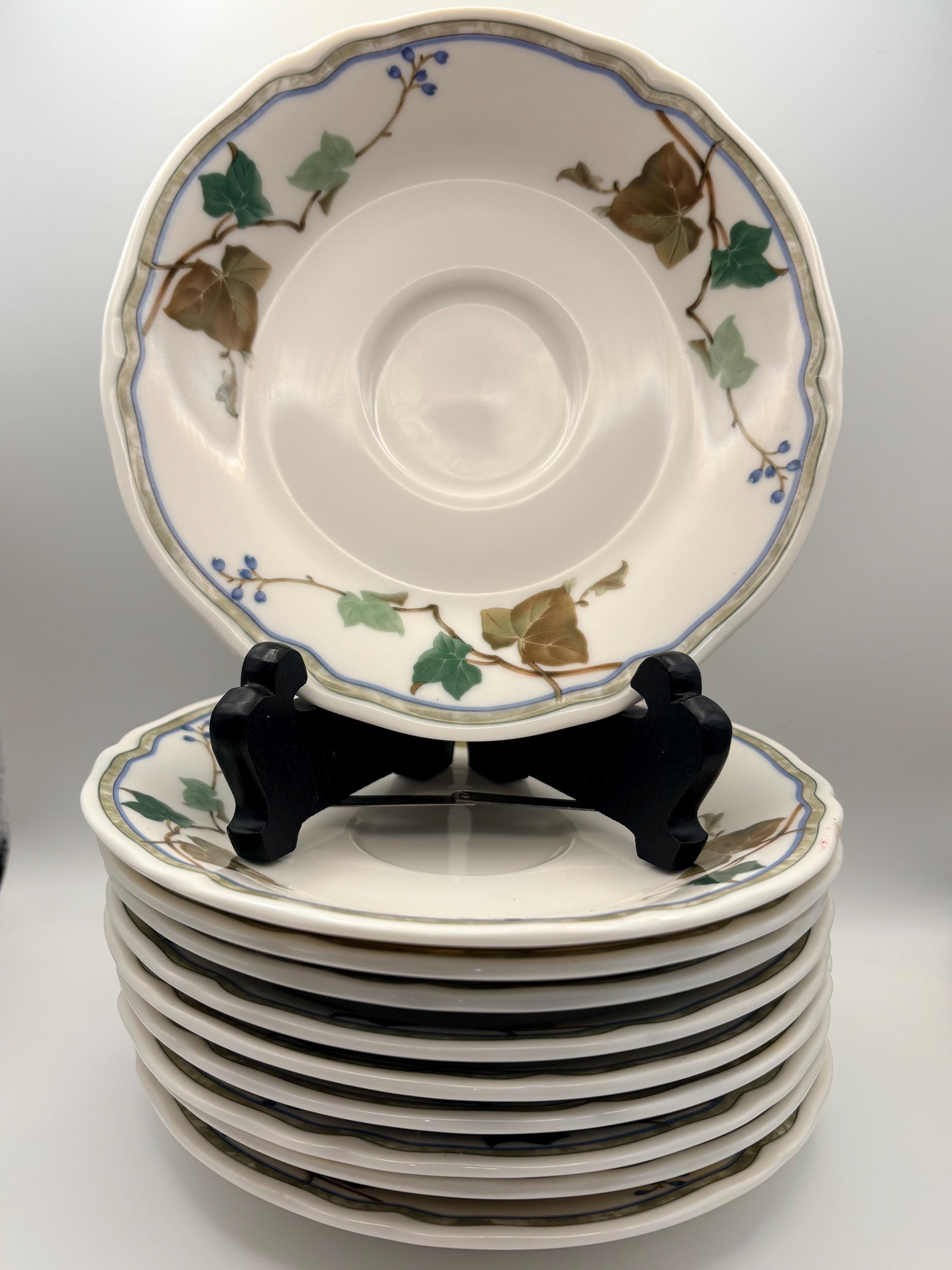 【レア】 Noritake 装飾品タイル Vintage Noritake Homecraft “ivy Grove” Porcelain Saucers - Set of