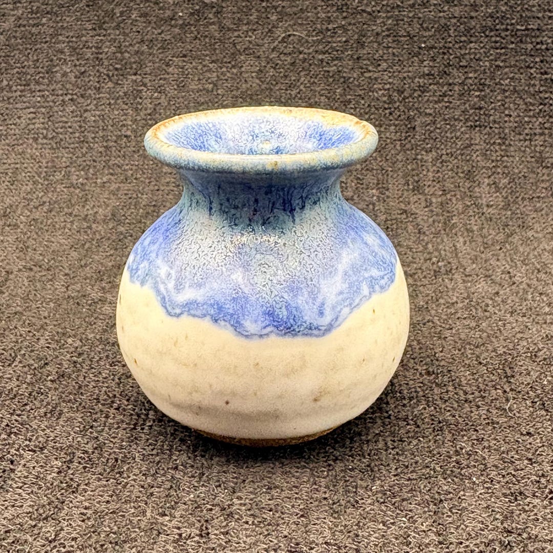 Hand-thrown Ceramic Vase: Blue White Reactive Glaze Studio Art Pottery ...