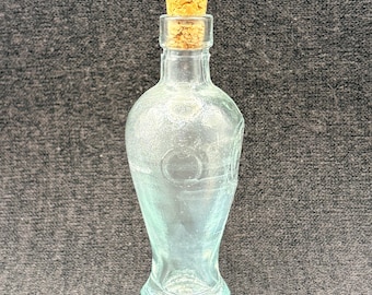 Garrafa de urinol vintage em vidro transparente com rolha de cortiça - gargalo estreito e corpo bulboso
