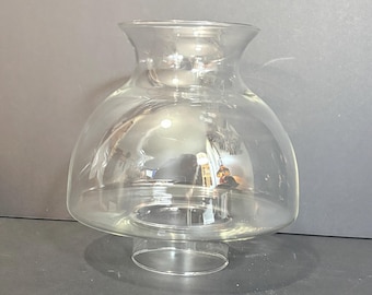 Vintage clear glass mushroom shaped oil/candle chimney lamp hurricane shade - 3” diameter fitter