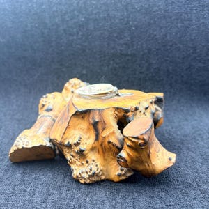 1904 World’s Fair souvenir inkwell with a burl wood base abalone shell lid