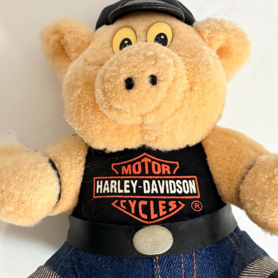 1993 Vintage Harley-davidson “biker Hog” Plush Toy, Dressed in a