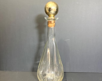Clear glass decanter with gold painted glass stopper