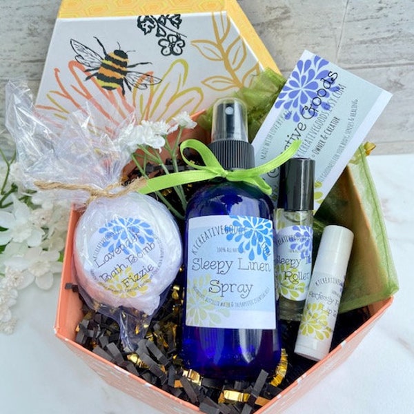 Sweet Queen Bee Spa Set/Mother's Day Gift Set/Aromatherapy Gift Set/Wellness Gift Set/Bath Fizzie/Essential Oil Gift