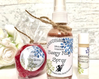 Sweet Dreams Sleepy Fairy Gift Set/Fairy Spray/Aromatherapy for Kids/Gift Set for Kids/Bath Bomb/Lip Balm/Stocking Stuffer/Child Room Spray
