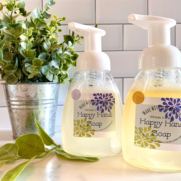 The Happy Hand Soap/All Natural Soap/Gentle Foaming Hand Soap/Moisturizing Hand Soap/No Chemicals Hand Soap/Foaming Pump Soap