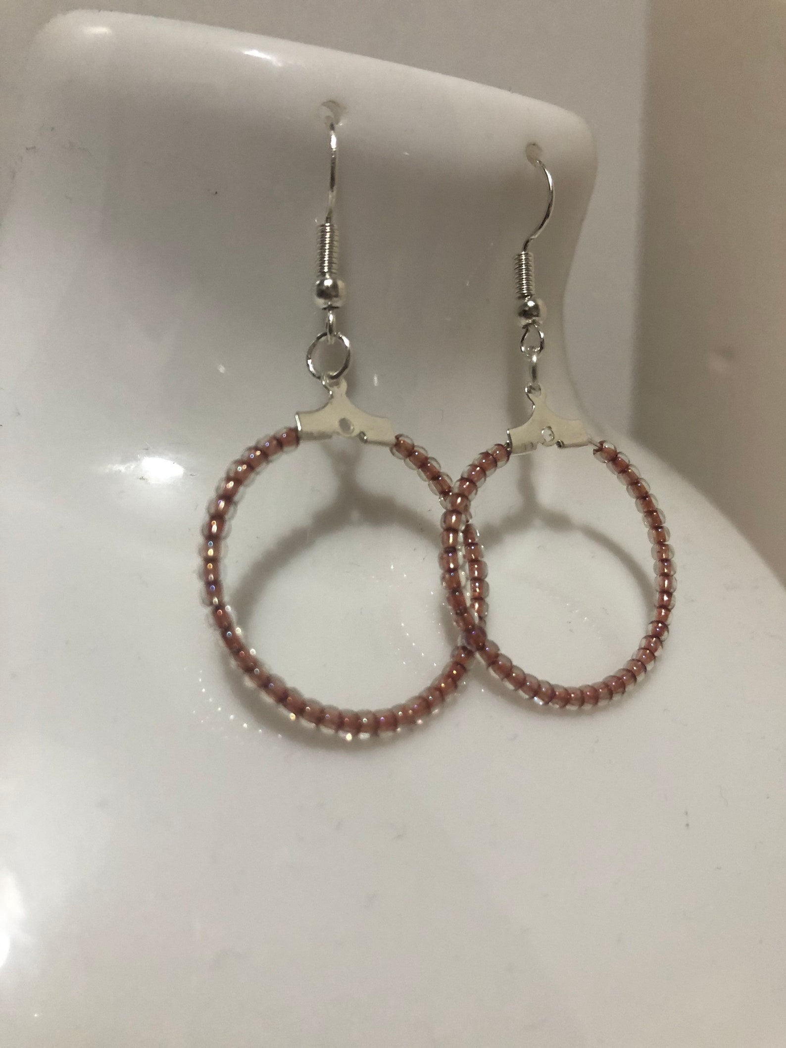 Rose Gold Mini Hoop Dangle Earrings/bead Hoop Dangle - Etsy