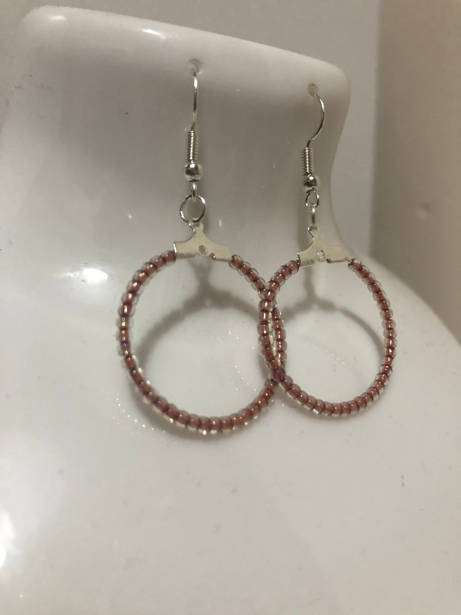 Rose Gold Mini Hoop Dangle Earrings/bead Hoop Dangle Etsy