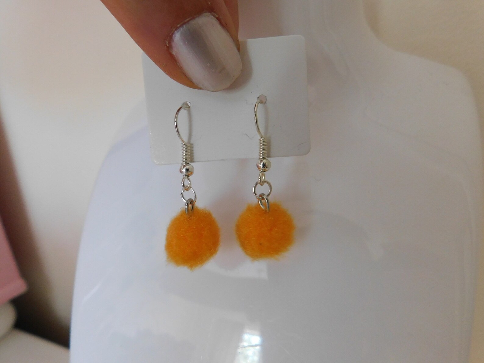 Orange Pom Pom Earrings/pom Poms/orange Earrings/orange Pom Etsy