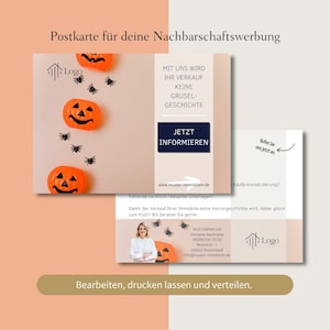 Postkarte Immobilienmakler, Postkarte an potenzielle Verkäufer, Immobilien Marketing, Immobilienmakler, Canva Vorlagen, Vorlagen-Link