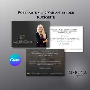 Postkarte Immobilienmakler, Farmingkartekarte Makler, Postkarte für Makler, Immobilienmarketing, Immobilienmakler, Canva, Vorlagenlink Canva