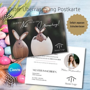 Postkarte Immobilienmakler, Postkarte Ostern, Immobilienmarketing, Immobilienmakler, Canva Vorlagen, VORLAGEN LINK CANVA