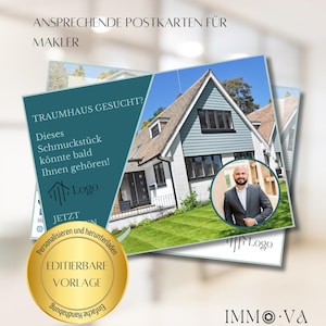 Immobilienangebot Postkarte für Immobilienmakler als Canva Template - Digitales Produkt/Vorlagen-Link