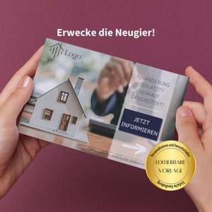 Postkarte Immobilienmakler, Postkarten Design, Immobilienmakler Template deutsch, Immobilienmakler, Canva Vorlagen, Vorlagen LINK