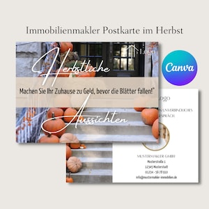 Postkarte Immobilienmakler, Herbst, Immobilienmarketing, Immobilienmakler, Canva Vorlagen, VORLAGEN LINK CANVA