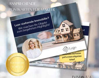 Postal para agentes inmobiliarios - Plantillas Canva Enlace para edición posterior - producto digital