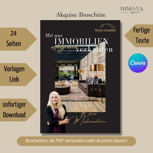 Akquise Broschüre, Verkäufer Guide, Akquise Hilfe Makler,  Immobilien Marketing, Immobilienmakler, Canva Vorlage, Image Broschüre, Link