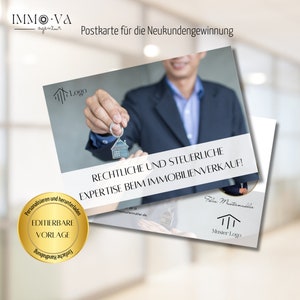 Postkarte Immobilienmakler, Neukundengewinnung, Immobilienmarketing, Immobilienmakler, Canva Vorlagen, VORLAGEN LINK CANVA