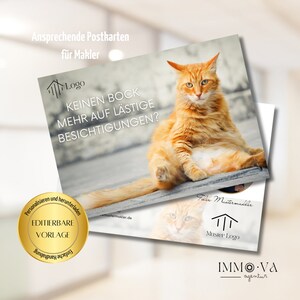 Auffällige Postkarte für Immobilienmakler als Canva Template, die mehr Aufmerksamkeit schafft. Marketing für dein Makler – Business.