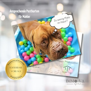 Postkarte Immobilienmakler, Postkarten Design, Immobilienmakler Template deutsch, Immobilienmakler, Canva Vorlagen, Vorlagen LINK