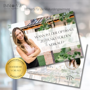 Postkarte Immobilienmakler, Neukundengewinnung, Immobilienmarketing, Immobilienmakler, Canva Vorlagen, VORLAGEN LINK CANVA