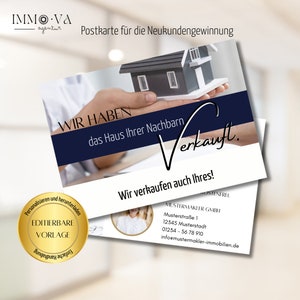 Postkarte Immobilienmakler, Postkarten Design, Immobilienmakler Template deutsch, Immobilienmakler, Canva Vorlagen, Vorlagen LINK
