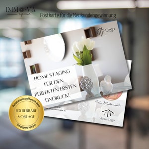 Postkarte Immobilienmakler, Postkarten Design, Immobilienmakler Template deutsch, Immobilienmakler, Canva Vorlagen, Vorlagen LINK